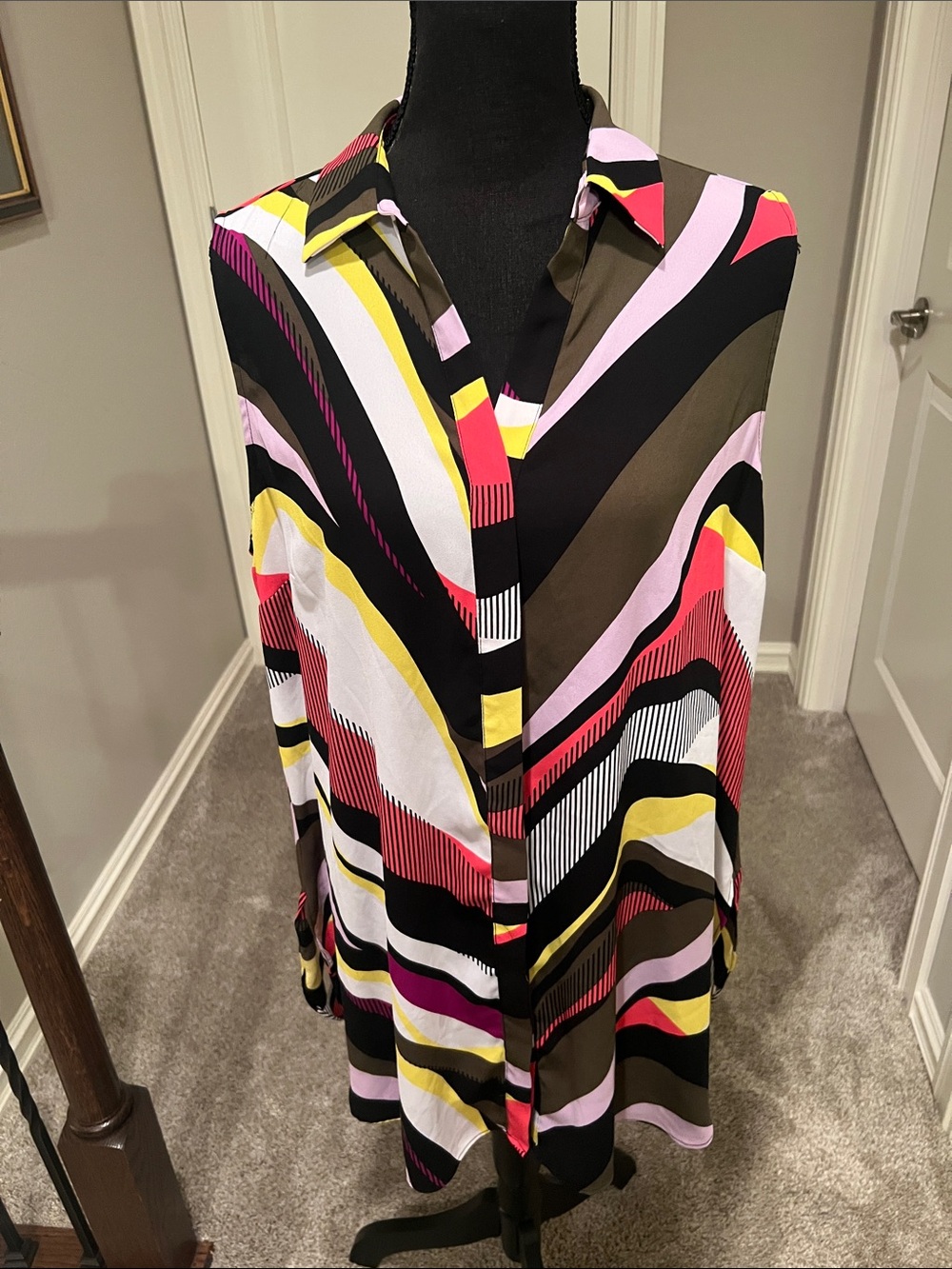 Dana Buchman Multicolor Striped Button-Down Blouse